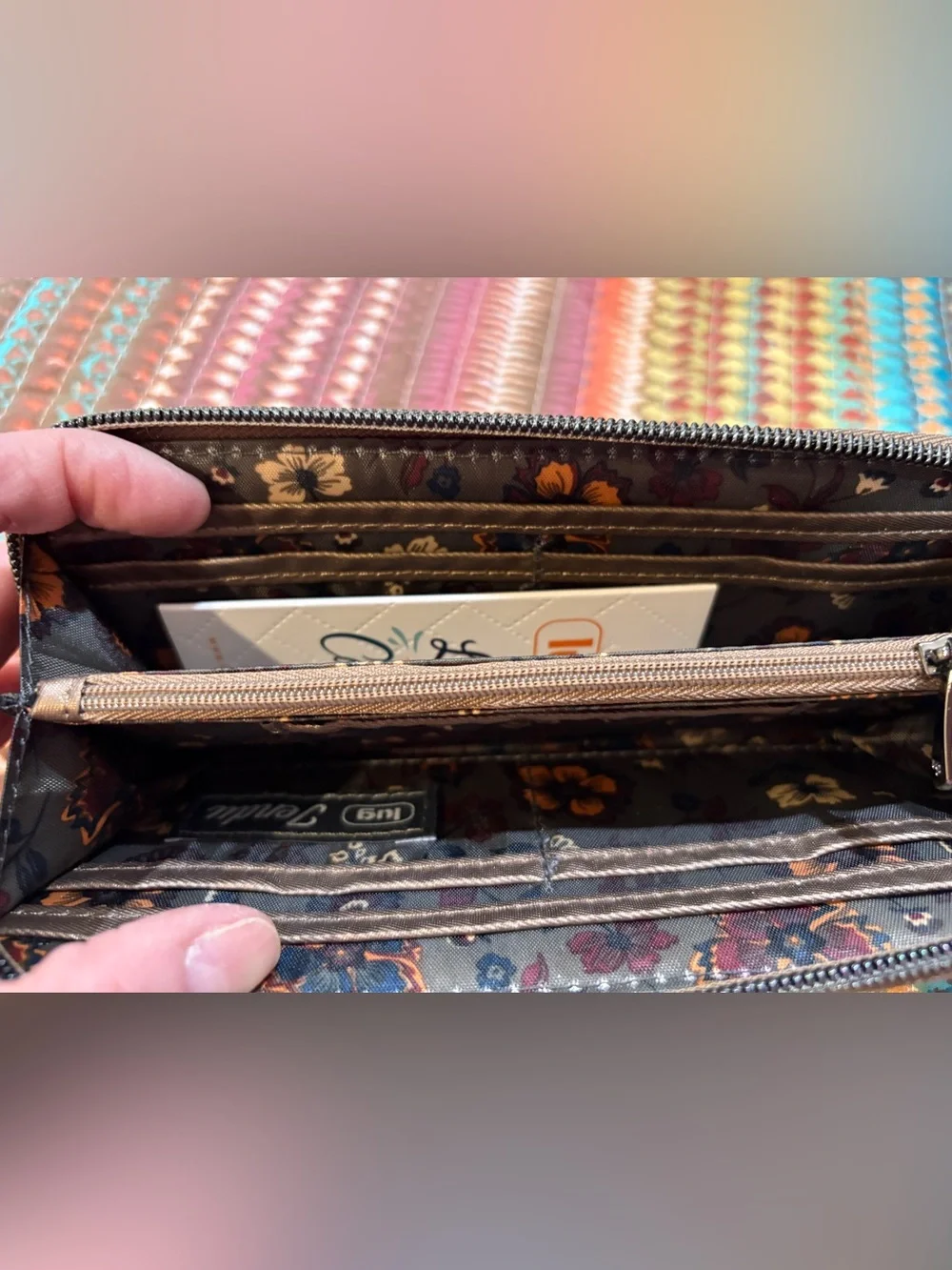 lug Gray Quilted Zip-Around Wallet